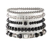 RGYBAO Lot de 5 bracelets extensibles en perles de cristal étincelantes pour des styles individuels et un cadeau, 17.5cm, Perles, Pas de gemme