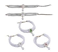 RGYBAO Lot de 5 colliers de cou à double couche avec perles pour animaux domestiques avec pendentif fleur réglable pour petits chats et chiots