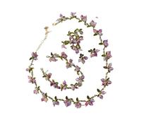RGYBAO Parure de bijoux sophistiquée en perles avec feuilles attrayantes pour embellir les tenues de soirée ou de fête, Métal, Pas de gemme