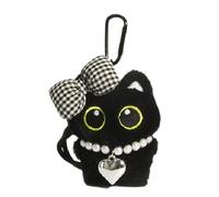 RGYBAO Porte-clés en peluche chat noir adorable animal porte-monnaie accessoire unique pendentif à suspendre pour femmes et étudiants, Comme sur les photos., 9.5x7.5cm, Grille noire et blanche