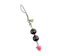 RGYBAO Porte-clés fait à la main en alliage de résine pour téléphone - Boule de charbon noire et étoile - Accessoire de sac pour les amateurs de mode, 8cm, Alliage + résine, Pas de gemme