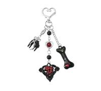 RGYBAO Porte-clés tendance alternatif avec pendentif en forme de cœur/cerise/papillon avec strass - Noir, a, taille unique