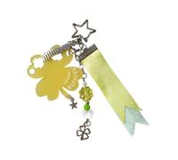 RGYBAO Porte-clés tendance trèfle à quatre feuilles pour sac ou portefeuille, porte-bonheur, pour sac à dos ou téléphone, joli porte-clés pour filles, jaune, taille unique