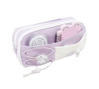 RGYBAO Trousse à crayons de grande capacité, 8 compartiments, en polyester, trousse à crayons multicouche, trousse de maquillage de voyage, violet, 23x12x8cm