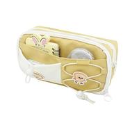 RGYBAO Trousse à crayons de grande capacité, 8 compartiments, en polyester, trousse à crayons multicouche, trousse de maquillage de voyage, jaune, 23x12x8cm