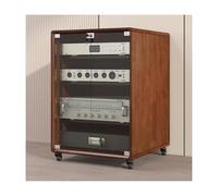 RGZFYH Meuble HiFi Meuble multimédia AV à 3/4/5 Niveaux avec Porte vitrée et étagères réglables Meuble stéréo Moderne en Bois avec roulettes Support Audio vidéo TV(53.5x60x83.6cm)