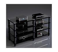 RGZFYH Meuble HiFi Meuble multimédia AV Home Cinéma Rack audiovisuel Tour Meuble de Rangement multimédia Absorbant Les Chocs for Lecteur DVD CD Console de Jeux TV(Svart,4 Tier)