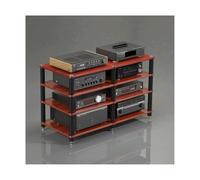 RGZFYH Meuble HiFi Support Audio et vidéo Moderne, Meuble Audio-vidéo, Support for Composants stéréo, Support HiFi, Console de Jeu en Bois, étagère for Lecteur CD et Tourne-Disque TV(Rot,4 Tier)