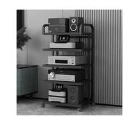 RGZFYH Meuble HiFi Support de Composants stéréo, Support HiFi, Support multimédia AV avec roulettes, Lecteur de disques Amovible, DVD, CD, Console de Jeux, Organisateur for la Maison TV(Svart,5 Tier)