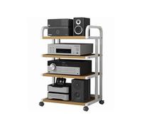 RGZFYH Meuble HiFi Support de Composants stéréo, Support HiFi, Support multimédia AV avec roulettes, Lecteur de disques Amovible, DVD, CD, Console de Jeux, Organisateur for la Maison TV(Wit,4 Tier)