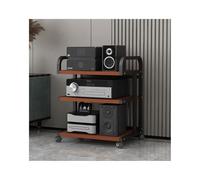 RGZFYH Meuble HiFi Support de Composants stéréo, Support HiFi, Support multimédia AV avec roulettes, Lecteur de disques Amovible, DVD, CD, Console de Jeux, Organisateur for la Maison TV(Brown,3 Tier)