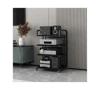 RGZFYH Meuble HiFi Support de Composants stéréo, Support HiFi, Support multimédia AV avec roulettes, Lecteur de disques Amovible, DVD, CD, Console de Jeux, Organisateur for la Maison TV(Svart,4 Tier)