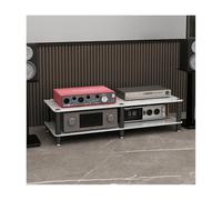 RGZFYH Meuble HiFi Support multimédia Audio-vidéo Moderne Étagères Audio-vidéo Étagères multimédia avec Plaque de Pierre et Cadre en Acier au Carbone Support stéréo TV(Wit,2 Tier)