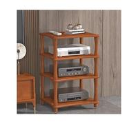 RGZFYH Meuble HiFi Support multimédia AV en Bois Massif, Meuble for amplificateur HiFi, Meuble for Composants stéréo Modernes, Support for Lecteur CD et Console de Jeux TV(Brown,4 Tier)
