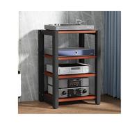RGZFYH Meuble HiFi Support stéréo HiFi, Tour Audio avec étagères réglables, Support multimédia en Bois for Composants AV, étagère d'angle, Lecteur CD DVD, vitrine for cinéma TV(Rot,4 Tier)