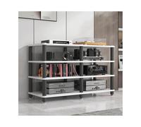 RGZFYH Meuble HiFi Support Tour for équipement Audio et vidéo, Meuble HiFi Moderne for Composants stéréo, Platine Vinyle, amplificateur, récepteur, étagère for Console de Jeux TV(Wit,4 Tier)
