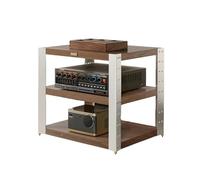 RGZFYH Meuble HiFi Wooden AV Media Stand with Aluminum Alloy Frame Corner Game Console Stereo Stand Audio Tower Rack with Adjustable Shelves for TV TV(Walnut,3 Tier)