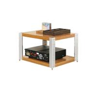 RGZFYH Meuble HiFi Wooden AV Media Stand with Aluminum Alloy Frame Corner Game Console Stereo Stand Audio Tower Rack with Adjustable Shelves for TV TV(Legno,2 Tier)