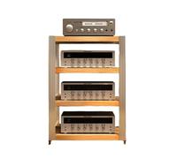 RGZFYH Meuble HiFi Wooden AV Media Stand with Aluminum Alloy Frame Corner Game Console Stereo Stand Audio Tower Rack with Adjustable Shelves for TV TV(Legno,4tier)