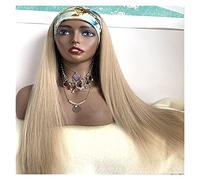 RH-HPC Pièces de Poitrine Naturelle Perruque de Cheveux Naturel Longue Dure 26 Pouces Blonde Blonde Blonde Perruque Droite Extensions de Cheveux (Color : Ash Blonde, Stretched Length : 26inches)