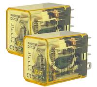 RH2B-ULDCLot de 2 relais de puissance 12 V - Bobine DPDT 12 V DC 10 A Relais enfichable avec indicateur LED - Remplacement industriel à usage général