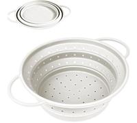 RHAFAYRE Passoire Pliable en Silicone de Cuisine - Passoire Rétrécissable et Lavable pour Égoutter les Pâtes, Légumes, Égouttoir Compact Sans BPA, petit, blanc