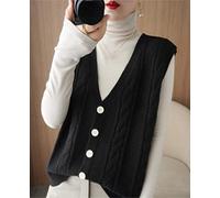 RHANY Gilet sans Manche Femme Tricot,Sensation De Laine pour Femme Pull en Tricot Gilet All-Match Bouton À Col en V Cardigans Débardeur Imprimé Vintage Pulls sans Manches Superposition Porter À L'Int