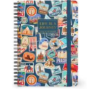 Rhaul-- Cahier À Spirales Ligné 7 Mm, Travel Stickers, Large, Format A4, Papier Certifié Fsc, Contient 1 Feuille D'autocollants, 160 Pages, Fermeture Élastique, 15 X 21 Cm