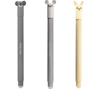 Rhaul-Eberhard Faber 599019 - Roller Effaçable, 3 Animal Erase It Lama, Koala, Souris, Stylo Gel Bleu 0,7 Mm