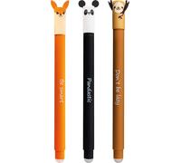 Rhaul-Eberhard Faber 599019 - Stylo Roller Effaçable, 3 Stylos Animal Erase It, Panda, Renard, Paresseux, Stylo Gel Bleu 0,7 Mm