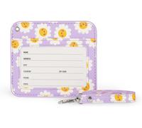 Rhaul-Legami - Porte-Badge Avec Fermeture À Mousqueton, Porte-Cartes Avec Fermeture Clip De Sécurité, 1 Fenêtre Transparente, Poches Pour Cartes En Cuir Pu, Dimensions 10,4 X 9 Cm, Thème Daisy
