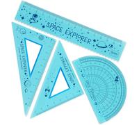 Rhaul-Legami - Set De Géométrie, Set Avec Règle De 15 Cm, Équerre De 60° De 10 Cm, Goniomètre De 180° Pour L'école, Mallette Incluse, Matériau Flexible, Thème Space