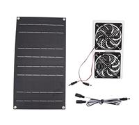 Rhawuy 100W Solar Panel Fan Kit | IP67 Weather Protected & Low Sound 34dB | Dual Fans for Pet House/Greenhouse/Shed | ABS & Monocrystalline Silicon, 12V