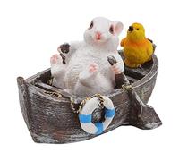 Rhawuy Garden Animal Statues | Cute Vivid Synthetic Material Decor | Outdoor Figurines for Garden/Patio/Terrace | All - Weather Home & Office Decorations (Boating White Rabbit)