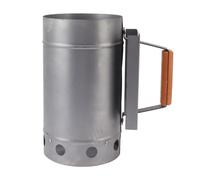 Rhawuy Grill Chimney Starter | Quick Charcoal Ignition for BBQ/Camping/Picnic | Sturdy Zinc Iron Alloy with Wood Handle | Compact & Portable Design