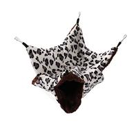 Rhawuy Hamac Double Couche pour Petits Animaux |Lit Suspendu Confortable et Chaud pour Hamsters/furets/Tamias |Polaire Corail Doux et Polaire Arctique, Installation Facile avec (Gray Spots)