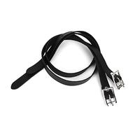 Rhawuy Horse Spur Straps Leather Pair | Stainless Steel Buckle for Secure Fit | Lengthen Straps for All Horse Sizes/Riding/Training | 50cm Black Equestrian Accessories