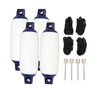 Rhawuy Inflatable Boat Bumpers 4 Pack | High Strength PVC Dock Fenders with Twin Eyes | Ribbed Buoys for Yachts/Sailboats/Fishing Boats | 4 Ropes Included, 6.5x23 inch