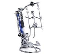 Rhawuy Original Wrought Iron Swing Pen Holder | Unique Desk Organizer & Tabletop Decoration for Home Office | Modern Present for Colleagues/Friends/Family | Sturdy Metal Pen Stand (Male)
