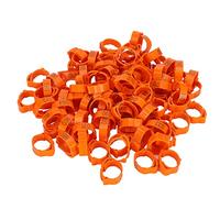 Rhawuy Poultry Leg Bands 100pcs | Adjustable Chicken Foot Rings for Ducks/Geese/Birds | Numbered 001-100 Identification | Safe Plastic Feeding Supplies 0.5-7.5kg (Orange)