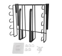 Rhawuy Under Cabinet Hanging Shelf | Stainless Steel Storage Rack with Hooks for Cutting Boards/Cups/Kitchen Utensils | Space Saving Organizer for Kitchen Cabinets (Black)