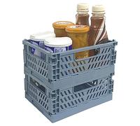 RHBHY Caisses Pliables Caisse Rangement Plastique Pliable 2pcs Mini Caisse Pliante empilable Gain de place pour Les Petits Objets et Les Cosmétiques (Bleu)