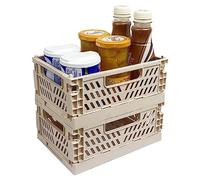 RHBHY Caisses Pliables Caisse Rangement Plastique Pliable 2pcs Mini Caisse Pliante empilable Gain de place pour Les Petits Objets et Les Cosmétiques (Nude)