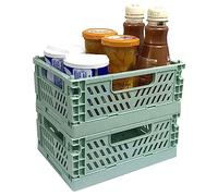 RHBHY Caisses Pliables Caisse Rangement Plastique Pliable 2pcs Mini Caisse Pliante empilable Gain de place pour Les Petits Objets et Les Cosmétiques (Vert)