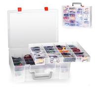 RHCOM Boîte à jouets 72 compartiments avec 3 couches de plateaux amovibles, boîte pour jouets tels que les voitures Hot Wheels, les voitures, les mini jouets et les petites poupées, transparent