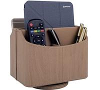 RHCSZ Support de télécommande en cuir rotatif à 360 degrés, organiseur de bureau pour télécommandes TV, stylo, calculatrice, téléphone portable, boîte de rangement pour gadgets, décoration de table de