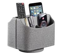 RHCSZ Support de télécommande en cuir rotatif à 360 degrés, organiseur de bureau pour télécommandes TV, caddy, stylo, calculatrice, lecteur multimédia (gris)