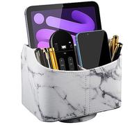 RHCSZ Support de télécommande en cuir synthétique rotatif à 360 degrés pour télécommandes, guide TV, courrier, électronique, stylo, papeterie et rangement multimédia, blanc