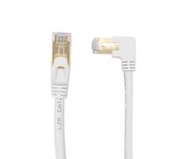 RHCXCYTJ Câble Ethernet Cat6 à angle droit de 90 degrés vers le bas pour PC, routeur, modem, imprimante, box TV, câble réseau FTP Cat6 24 AWG, blanc (angle gauche, 3 m)