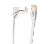 RHCXCYTJ Câble Ethernet Cat6 RHCXCYTJ 90 Degrés Vers le Bas Droit, Câble Plat CAT6 Gigabit pour Réseau Internet LAN, Cordons de Patch pour Routeur, Modem, Imprimante, Câble Réseau Cat6 FTP 32AWG Blanc